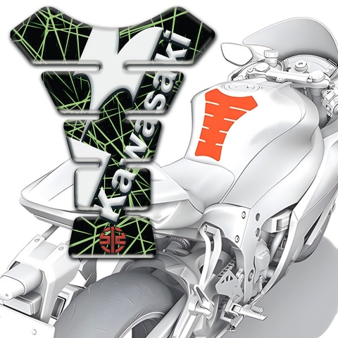Kawasaki Tank Fuse Green Spider Web Design with White Logo 