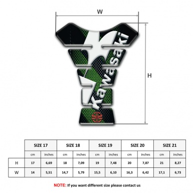 Kawasaki Tank Guard Pads Green Diagonal Belts Design with White Logo 