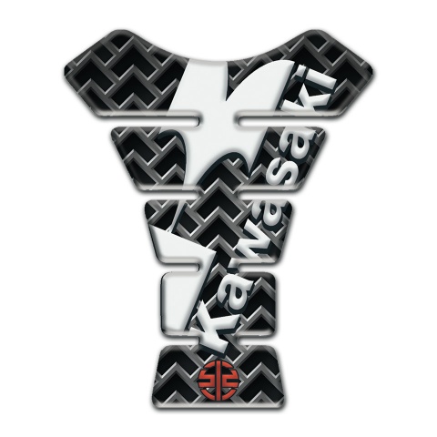 Kawasaki Tank Pad Motorbike Grid Base Effect with White Diagonal Logo 