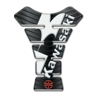 Kawasaki Tank Pad Protector Rubber Warp effect White Logo 