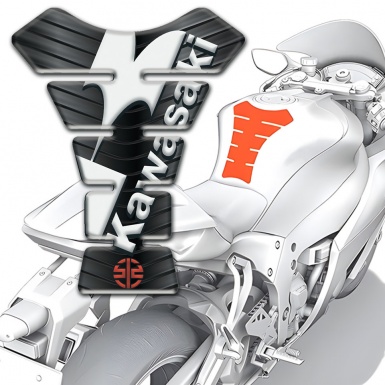 Kawasaki Tank Pad Protector Rubber Warp effect White Logo 