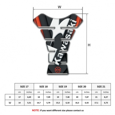 Kawasaki Tank Pad Motorbike Stylish Design with Orange Motive and White Logo 
