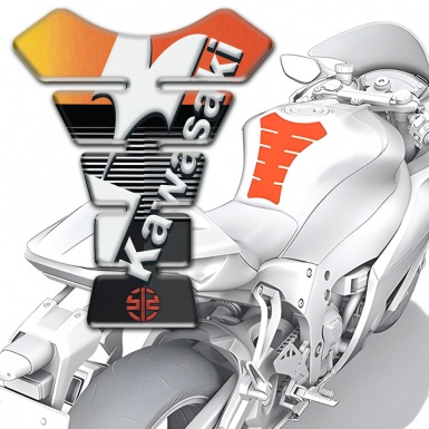 Kawasaki Tank Pad Protector Two Tone Base Style White Logo 