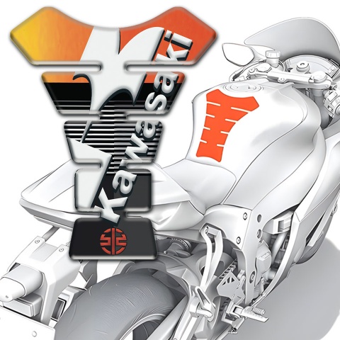 Kawasaki Tank Pad Protector Two Tone Base Style White Logo 