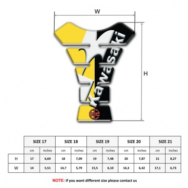 Kawasaki Tank Fuse Yellow Black halves Warp White Logo 