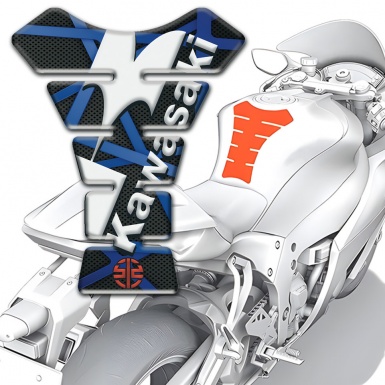 Kawasaki Tank Fuse Black with Blue Lines Model with Red Small Logo 