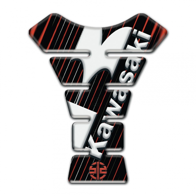 Kawasaki Tank Pad Motorbike Black Basew ith Red Stripes Edition 