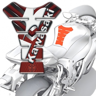 Kawasaki Tank Protector Red Design with Nikel Elements Style 