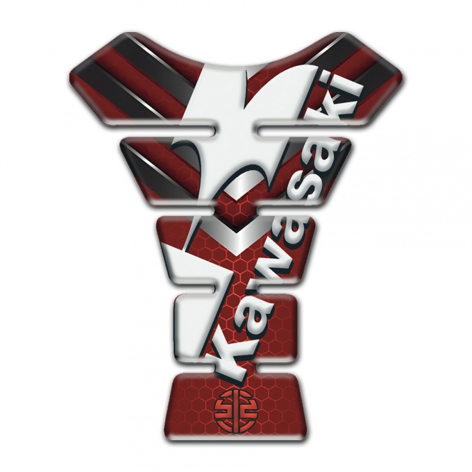 Kawasaki Tank Protector Red Design with Nikel Elements Style 