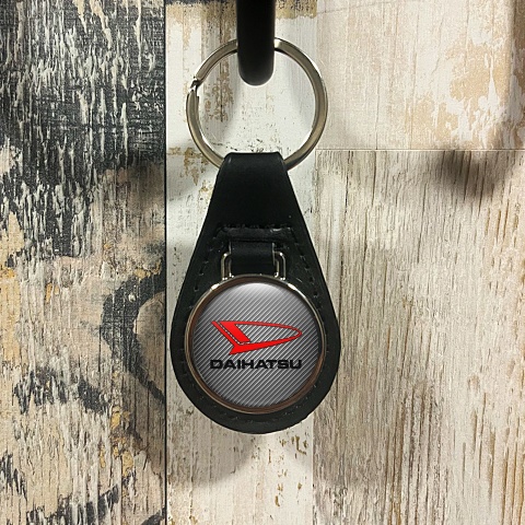 Daihatsu Leather Keychain Light Carbon Red Logo