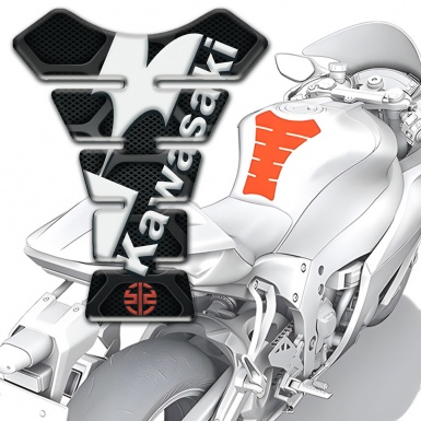 Kawasaki Tank Fuse Dark Base White Logo 