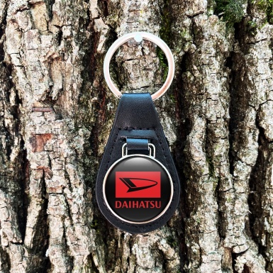 Daihatsu Keychain Leather Black Red Rectangle Design