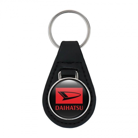 Daihatsu Keychain Leather Black Red Rectangle Design