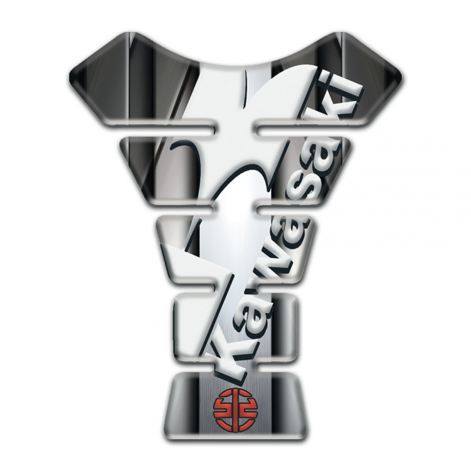 Kawasaki Tank Pad Motorbike Metal Edition White Logo 
