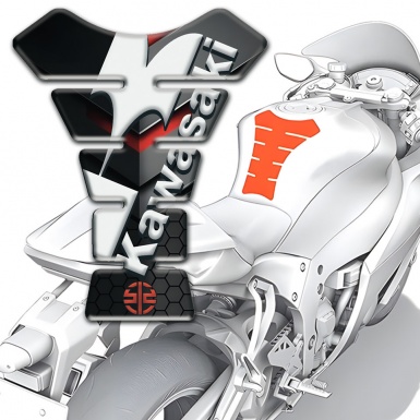 Kawasaki Tank Pad Protector Background Red Colors Style 