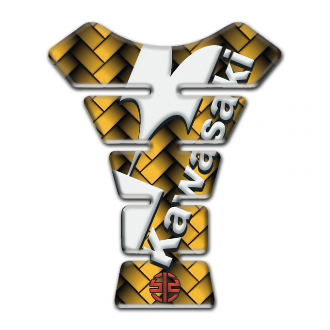 Kawasaki Tank Pad Motorbike Yellow Fiber Design 