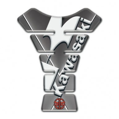 Kawasaki Tank Guard Pads Gray Base with White Stripes Decoration 