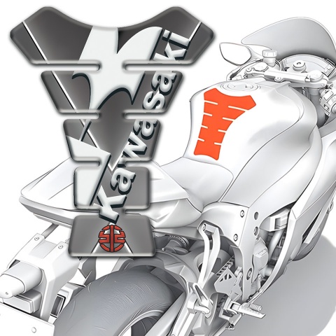 Kawasaki Tank Guard Pads Gray Base with White Stripes Decoration 