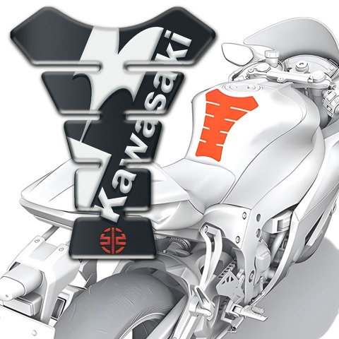 Kawasaki Tank Pad Protector Graphite effect Base White Logo Design 