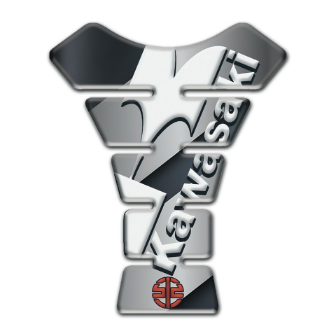 Kawasaki Tank Fuse Gray Diagonal Tape Style White Logo Design 