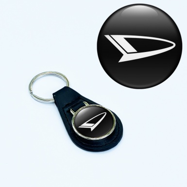 Daihatsu Keyring Holder Leather Black White Classic Logo