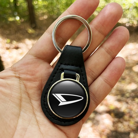Daihatsu Keyring Holder Leather Black White Classic Logo