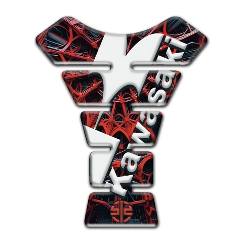 Kawasaki Tank Protector White Logo with Red Spider Web Design Base 
