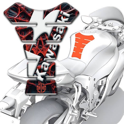 Kawasaki Tank Protector White Logo with Red Spider Web Design Base 