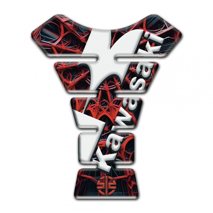 Kawasaki Tank Protector White Logo with Red Spider Web Design Base 