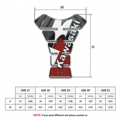 Kawasaki Tank Pad Protector Gray Red Style White Logo Design 