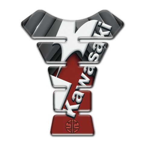 Kawasaki Tank Pad Protector Gray Red Style White Logo Design 