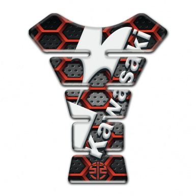 Kawasaki Tank Guard Pads 3D Red Grid Design 
