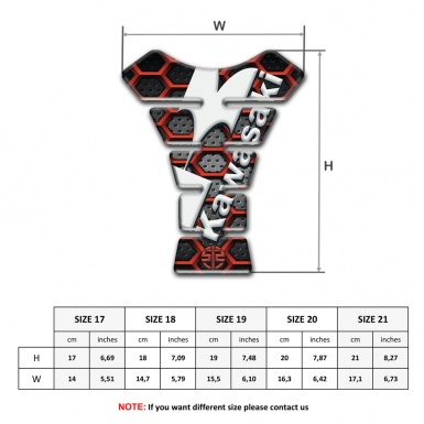 Kawasaki Tank Guard Pads 3D Red Grid Design 