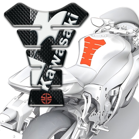Kawasaki Tank Pad Motorbike Black Gray Carbon 