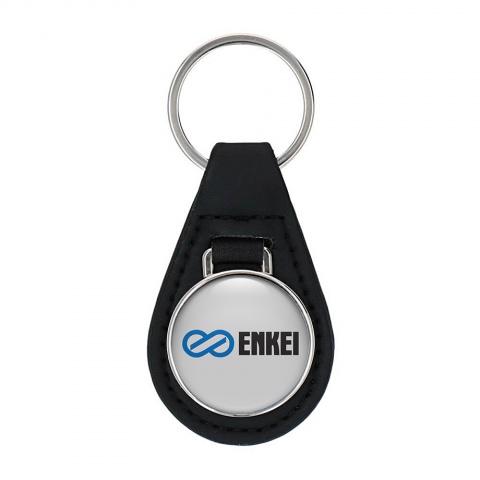 Enkei Keychain Leather Silver Black Blue Logo