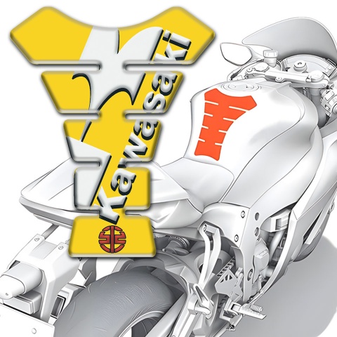 Kawasaki Tank Guard Pads Style Yellow