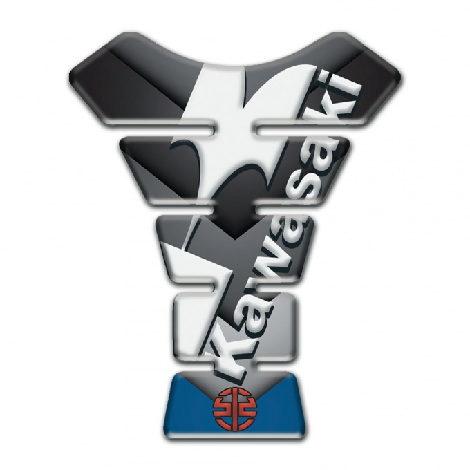 Kawasaki Tank Pad Motorbike Gray Blue V Shape Details Style 