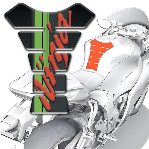 Kawasaki Tank Guard Pads Black Print with Green Tape andd Stylish Ninja Logo 