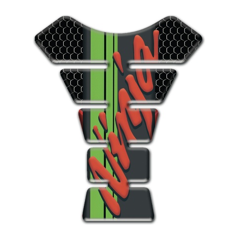 Kawasaki Tank Fuse Black Flakes Background Red Ninja logo 