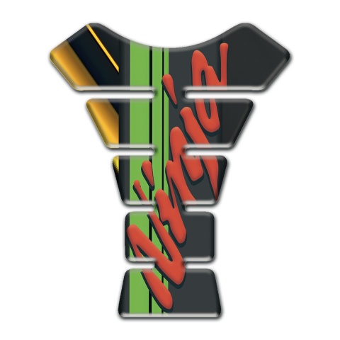 Kawasaki Tank Protector Yellow Diagonal Line Design with Ninja Red Logo 