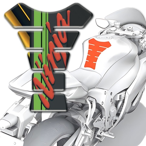 Kawasaki Tank Protector Yellow Diagonal Line Design with Ninja Red Logo 