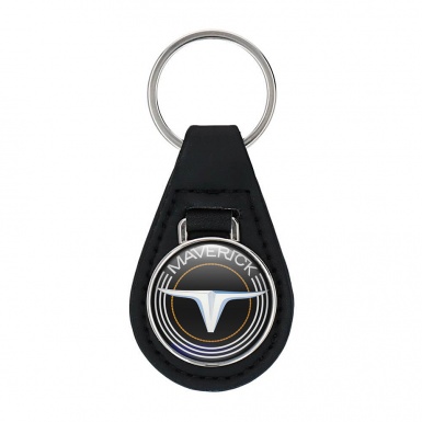 Ford Maverick Leather Keychain Black White Lines Design