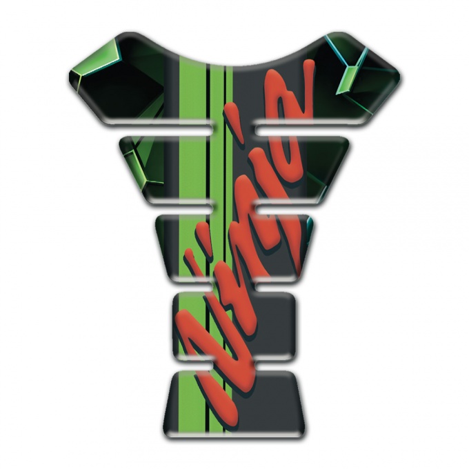 Kawasaki Tank Protector Green Diamond Base Effect with Red Ninja Logo 