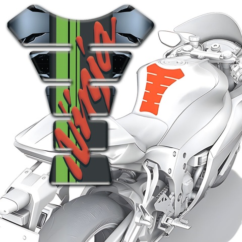 Kawasaki Tank Pad Protector Torn Background Effect with Red Nija Logo 