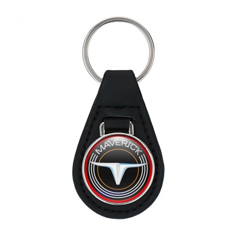 Ford Maverick Keychain Leather Black Red Lining Edition