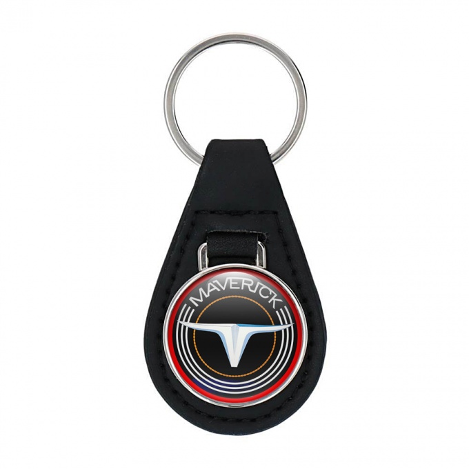 Ford Maverick Keychain Leather Black Red Lining Edition