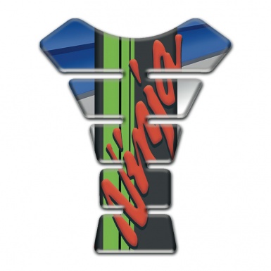Kawasaki Tank Guard Pads Gray Blue background Red Ninja logo 