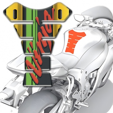 Kawasaki Tank Pad Protector Yellow Motif base Ninja Logo Style 