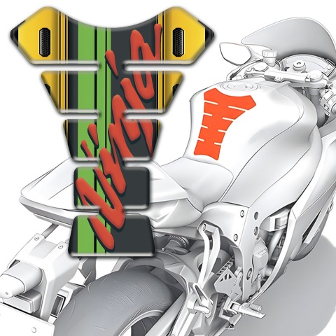 Kawasaki Tank Pad Protector Yellow Motif base Ninja Logo Style 