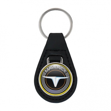 Ford Maverick Keyring Holder Leather Black Yellow Lining Edition